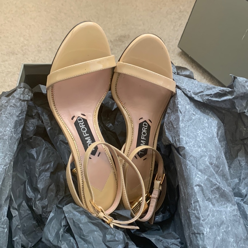 Tom Ford Ankle Lock 65mm sandals in Nude